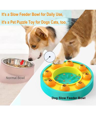 Etechydra Dog Puzzle Slow Feeder Toy for Mental Enrichment & IQ Training - Interactive Treat Dispenser Toy for Dogs & Cats (Yellow-Blue) - Buy Online on GoSupps.com