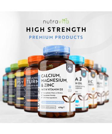 Nutravita Calcium Magnesium Zinc & Vitamin D3 Supplement - 365 Vegetarian Tablets - 6 Month Supply - High Strength Osteo Complex - Made in the UK - Buy Online on GoSupps.com