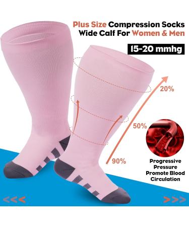 Ancrina Plus Size Compression Socks for Women & Men - Sports Running Air Travel Cycling - XL-XXL Pink - Buy Online on GoSupps.com