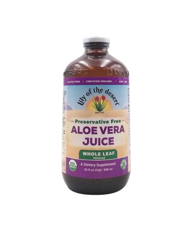 Lily Of The Desert, Aloe Vera Juice Whole Leaf Preservative Free Organic, 32 Fl Oz - Buy Online on GoSupps.com