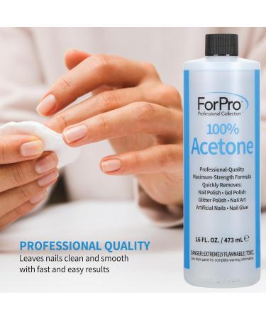 Buy ForPro 100% Pure Acetone - Professional Nail Polish Remover for Gel Acrylic & Nail Art - 16 fl. oz - Buy Online on GoSupps.com