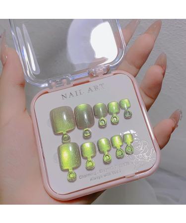 FEIlei Crystal Cat Eye Shining Diamond Foot Nail Patches Handmade Wearing Short Press on Nails for Toes Decoration 5# - Buy Online on GoSupps.com