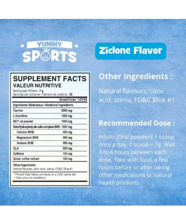 Yummy Sports K-Energy Drink Supplement Boost Energy Enhance Focus Physical Performance Powered by BHB MCT Caffeine Keto-Friendly Energy Drink - 30 Servings - 210g - Ziclone - Buy Online on GoSupps.com