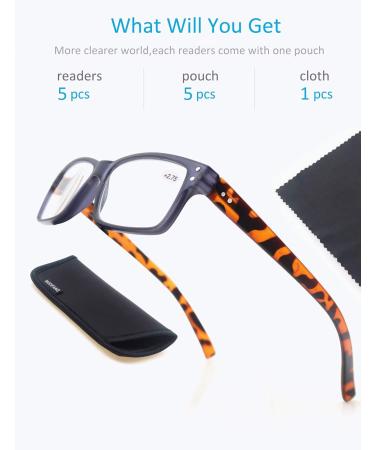 Modfans 5 Pack Reading Glasses +2.00 for Men & Women | High Quality Comfortable & Stylish - Mixed Colors - Buy Online on GoSupps.com