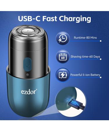Mini Electric Shaver - Compact USB-C Rechargeable Waterproof Razor for Men & Women | Portable Cordless Shaver for Travel & Home (Blue - Buy Online on GoSupps.com
