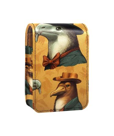 Travel Lipstick Organizer Case Lipstick Case Portable Makeup Bag With Mirror Animal Big Cormorant Art Pattern V523e3sylu