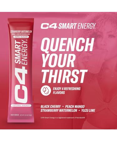 C4 Smart Energy Powder Stick Packs - Sugar Free Nootropic Brain Booster & Coffee Alternative - Strawberry Watermelon 14 Count - Buy Online on GoSupps.com