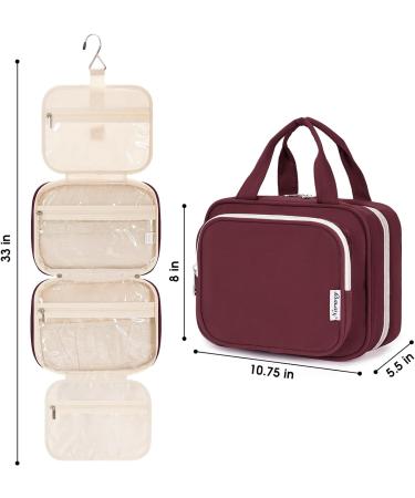 Narwey Hanging Travel Toiletry Bag for Women - Wine Red Medium Size Organizer for Cosmetics and Makeup - Buy Online on GoSupps.com