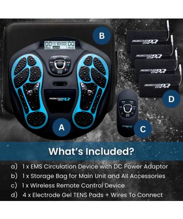 ProRecover EMS Foot Massager & Tens Machine for Pain Relief & Muscle Recovery - Circulation Blood Booster for Feet and Legs - 99 Intensity Levels & 24 Massage Patterns - Buy Online on GoSupps.com