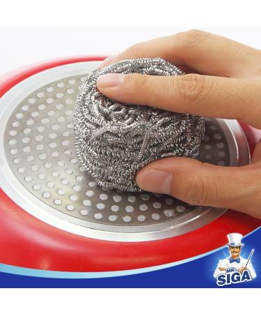 Mr. Siga 12 Pack Stainless Steel Pop Cleaner Sponge Brush - Kitchen Scourer & Spiral Cleaning Tool for Pots - 30g Each - Buy Online on GoSupps.com