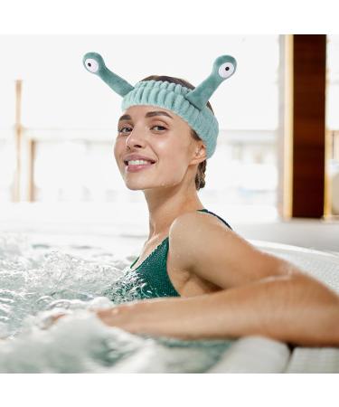 WLLHYF Spa Headband Face Wash Wristband Set Makeup Head Band Snail Coral Fleece Hair Band Skincare Hairband Elastic Creative Cartoon Head Wraps Cute Hair Accessories for Women Girls (Green) - Buy Online on GoSupps.com