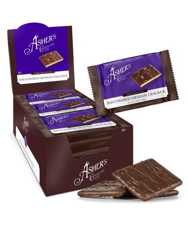Asher's Chocolates, Chocolate Covered Grahams, Gourmet Sweet and Salty Candy, Individually Wrapped Snack, Family Owned Since 1892 (Dark Chocolate, 18 Count) Dark Chocolate 1.02 Ounce (Pack of 18)