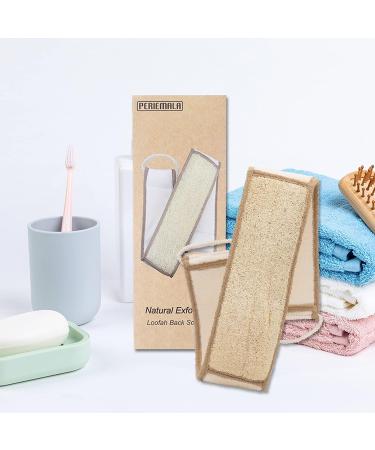 PERIEMALA Exfoliating Loofah Back Shower Scrubber - Natural Luffa Flat Body Scrubbers for Deep Cleanse - 31.5 Inch - Buy Online on GoSupps.com