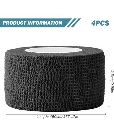 4PCS Self Adhesive Bandage Wrap 177 * 1inch Breathable Non-Woven Wrist Tape Stretch Elastic Bandage Vet Wrap for Sports Supply Ankle Sprains Protection Black - Buy Online on GoSupps.com