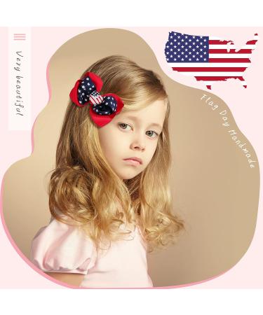 12PCS 4th of July Hair Bows Clips - Handmade America Flag Grosgrain Ribbon Girl Bows for Independence Day - Buy Online on GoSupps.com
