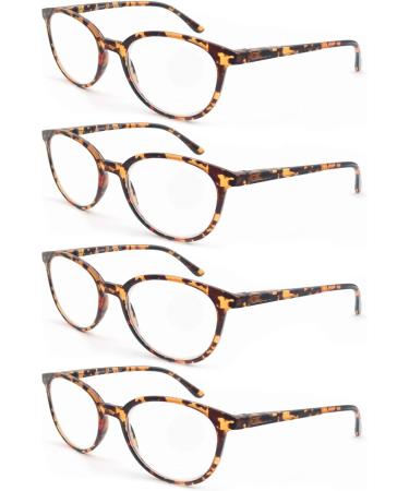 MODFANS Set of 4 Round Reading Glasses for Men & Women - Stylish Comfortable High Quality +2.00 - Perfect Reading Aid in Leopard Design - Buy Online on GoSupps.com