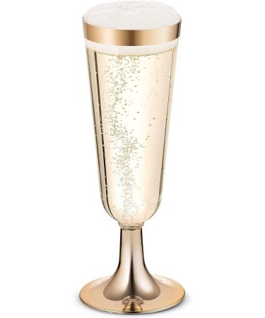 50 Plastic Gold Rimmed Champagne Flutes | 5.5 oz Clear Disposable Party Glass | Premium Fancy Cups for Wedding (50-Pack) - Buy Online on GoSupps.com