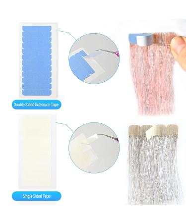EHDIS Hair Extension Tape Tabs Set - 3 Sheets Double Sided and 3 Sheet Single Side Adhesive Hair Extension Tapes with Scraper Hair Comb Tweezers - Buy Online on GoSupps.com