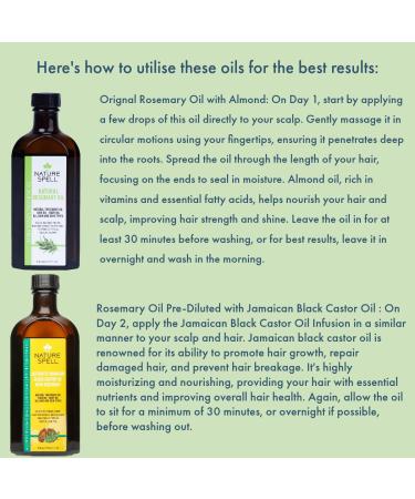 Nature Spell Rosemary Oil Duo for Hair & Skin - 2 x 150ml Bottles | Hair Growth & Repair | Pre-Diluted with Almond & Castor Oil - Buy Online on GoSupps.com