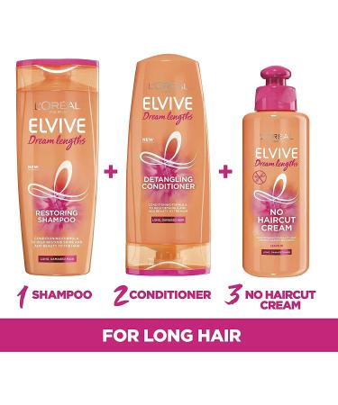 L'Or al Elvive Dream Lengths No Haircut Cream 200ml - Keratin Leave-In Conditioner for Long Damaged Hair - Buy Online on GoSupps.com
