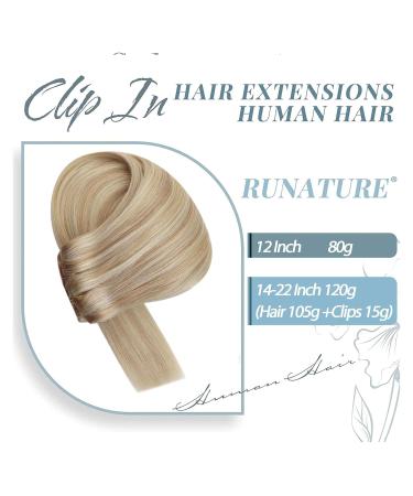 Runature Ash Blonde & Platinum Blonde Real Hair Clip In Extensions | 30cm (12 inch) | 80g | 7PCs #18P60 | International Shipping - Buy Online on GoSupps.com