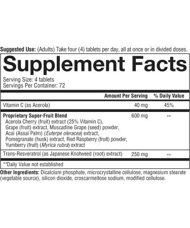 Youtheory Resveratrol with Acerola 290 Count: Powerful Antioxidant Blend - 1 Bottle - Buy Online on GoSupps.com