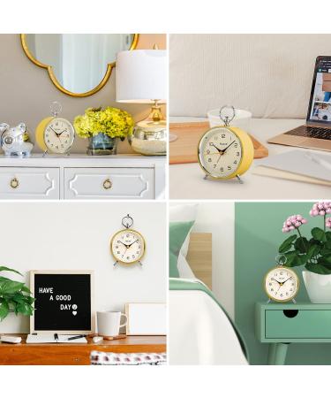 Tenock Retro Alarm Clock - Silent Loud for Deep Sleepers Night Light & Snooze Battery Operated Radiation-Free Yellow - Ideal for Bedroom & Living Room - Buy Online on GoSupps.com