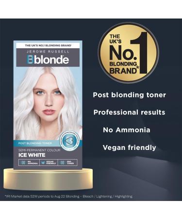 Jerome Russell Bblonde Ice White Post Blonding Toner - Semi Permanent Hair Dye Kit (170ml) - Vegan & Ammonia-Free - Buy Online on GoSupps.com