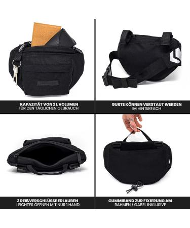 BOMENCE Small Bike Handlebar Pocket - 2-in-1 Sustainable Belt & Hip Pocket Made from Recycled PET (Black) - Buy Online on GoSupps.com