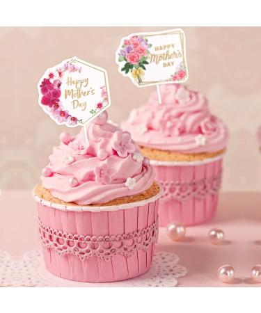 Happy Mother s Day Cupcake Toppers 24PCS Best Mom Ever Floral Cake Toppers Mother s Day Cake Decorations Mother Birthday Party Decorations Supplies - Buy Online on GoSupps.com