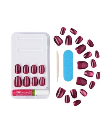 Buy KISS Gel Fantasy Press-On Nails - Red Oval Short Size | Includes Glue Manicure Stick & Mini File - Buy Online on GoSupps.com