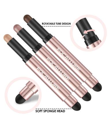 FOCALLURE 3-Piece Eyeshadow Sticks Set | Shimmer & Matte | Blendable, Long-Lasting, Waterproof | Including Sponge Brush | Makeup Brightener Stick - Buy Online on GoSupps.com