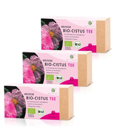 World corner Bio-Zisten-Tee |3x 25 tea bags freshly filled in Germany |Aromatic-herb herbal tea from the cistern |Of course vegan |Without artificial flavors & sugar |Cistus Incanus Bio-Cistus tea