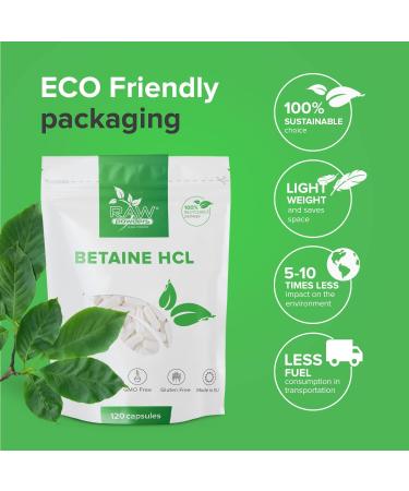 Raw Powders Betaine HCL 650mg 120 Capsules - Vegan Digestive Enzyme Supplement for Heart, Joints, and Liver Health - Buy Online on GoSupps.com