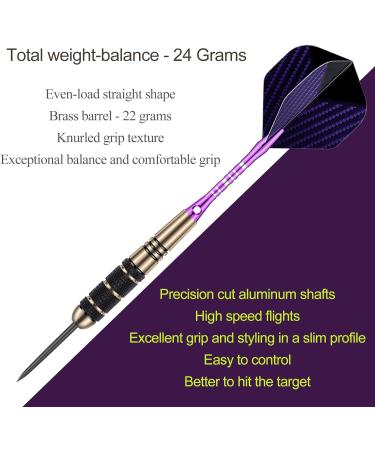 Sanfeng Steel Tip Darts Set 24g Purple - 3 Pack | Metal Tip Darts with Aluminum Shafts, Extra Flights, O-Rings, Spring Rings, and Dart Sharpener Tool - Buy Online on GoSupps.com