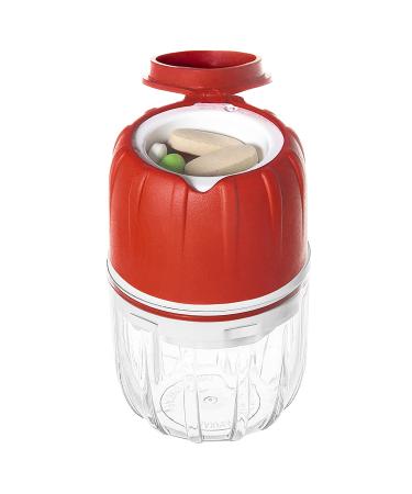 Pill Crusher and Pill Grinder Pill Crusher for Small or Large Pills and Vitamins to Fine Powder Pill Pulverizer Grinder Medicine Grinder with Medicine Cup Pill Storage (Red)