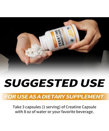 Buy Creatine Monohydrate 2500mg - 90 Capsules | Gluten Free Non-GMO Supplement | International Shipping Available - Buy Online on GoSupps.com