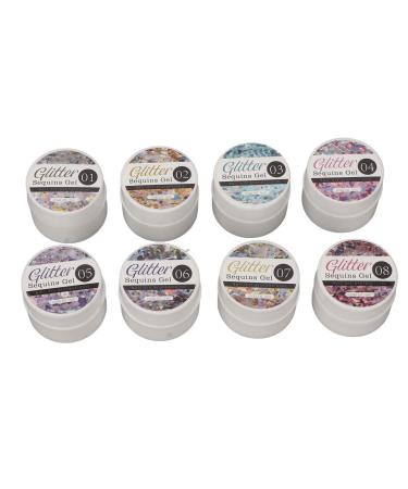 UV Nail Polish Glitter 8 Colors Silver Pink Gel Nail Gel Set Glitter Gel UV LED Nail Polish Portable Design for Nail Art Gel Polish Nail Polish for Beginners Nail Art Manicure