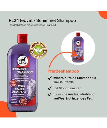 RL24 leovet Anti Mould Shampoo for Horses for Healthy Coat | Horse Shampoo | Gentle Cleaning Removes Yellow Discolouration | Horse Care | 1 x 500ml Bottle - Buy Online on GoSupps.com