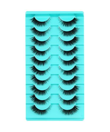 Clear band eyelash russian volume fluffy strip lashes 10 pair of naturally wispy d curly false eyelashes look like extensions ... (Htal09)