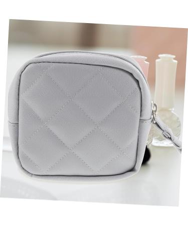 GLEAVI Mini Makeup Kit & Period Pouch - Portable Storage Bag for Women - Pu Grey Leather - 13x13cm - Buy Online on GoSupps.com