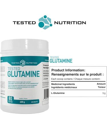 Tested Nutrition Tested Glutamine | 5 Grams L-Glutamine Powder for Post Workout Recovery Immunity & Gut Health | Vegan Friendly | Unflavoured 80 Servings (400 g) - Buy Online on GoSupps.com