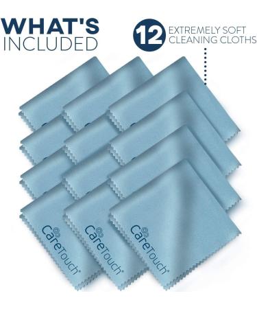 Care Touch Microfiber Cleaning Cloths 12 Pack - Lint Free for Glasses, Screens, Lenses - 6x7 Blue - Buy Online on GoSupps.com