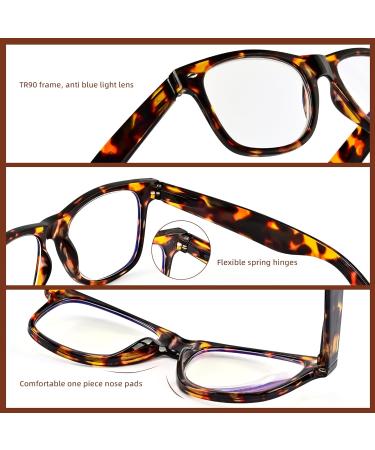 Abejojo Oversize Blue Light Blocking Reading Glasses for Women & Men | Tortoise UV & Glare Protection Spring Hinge 0.0 Dioptria - Buy Online on GoSupps.com