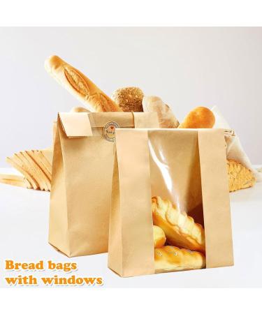 50Pcs Bread Bake Bag Clear Window Sealing Grease Proof Kraft Paper Bag For Food Snacks Cookie Coffee Kitchen Accessory Oil Proof Bag - Buy Online on GoSupps.com