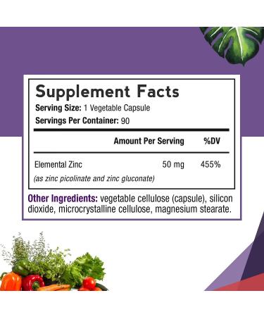 Doctor's Recipes Zinc Capsules 50mg - Immune Defense & Cell Growth Support - Non-GMO, Dairy-Free - 90 Veggie Caps - Buy Online on GoSupps.com