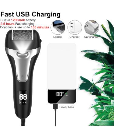 Rechargeable Electric Foot File Callus Remover Kit - 4 Roller Heads, LCD Display, 2 Speeds - Wet & Dry Pedicure Tool for Hard Skin, Cracked Heels, Dead Skin - Callus Shaver Included - Buy Online on GoSupps.com