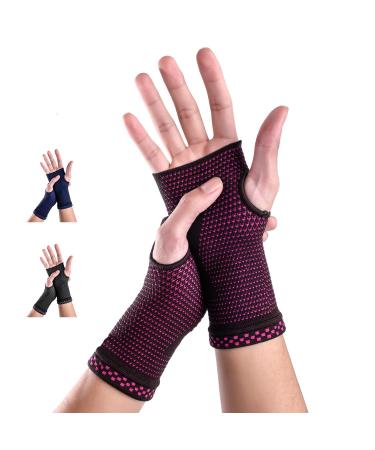 ABYON Wrist Compression Sleeves (Pair) for Carpal Tunnel and Pain Relief Treatment Wrist Support for Women and Men.Breathable and Sweat-Absorbing carpal tunnel wrist brace Pink Medium