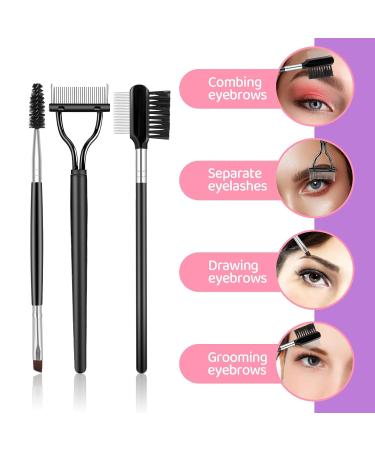 3-Piece Eyebrow & Eyelash Brush Set - Professional Eye Makeup Tools for Perfect Brows & Lashes | International Shipping - Buy Online on GoSupps.com