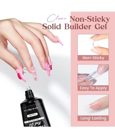 MIZHSE Nail Builder Gel Extension Clear Poly Nail Gel for Beginners 60g Non-Stick Hand Nail Extension Gel Nail Art Hard Gel 3D Modeling Salon UV Gel Home DIY Clean - Buy Online on GoSupps.com